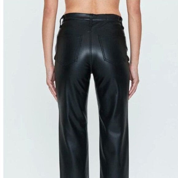 NWT Pistola Cassie Super High Rise Straight Pants Vegan Leather Slate Black 26 - Picture 3 of 5